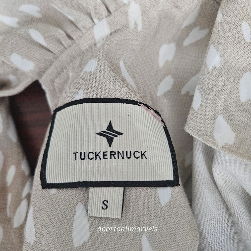 Tuckernuck Faye Swing Top in Antelope Ruffle Bow Tie Neck sz S - Picture 2 of 10